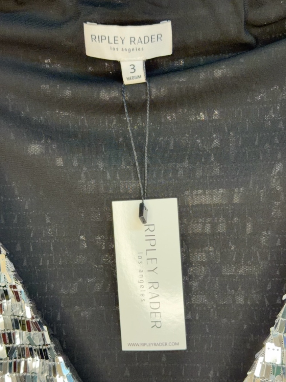 Ripley Rader Size Medium Silver Sequin V-Neck Mini Dress - Picture 8 of 8